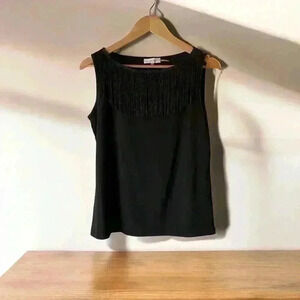 Calvin Klein Women’s Sleeveless Top Lace Neckline Black Color Size S
